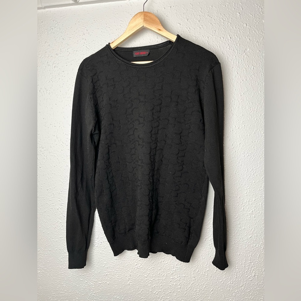 Black mens textured sweater